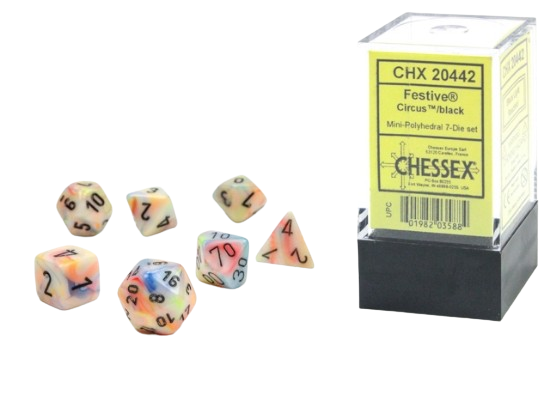 CHX20442: Mini-hedral 7-Die Set - Festive Circus/Black