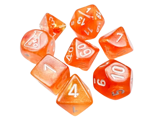 Chessex Lab Dice: Borealis Blood Orange/White