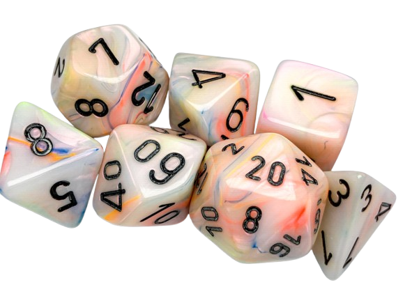 CHX27442: Festive Circus/black Polyhedral 7-Dice Set