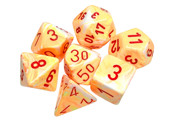 CHX27453: Festive Sunburst/red Polyhedral 7-Dice Set