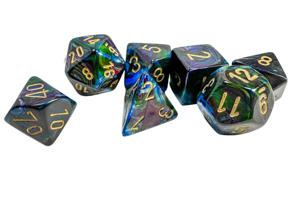 CHX27499: Lustrous Shadow/gold Polyhedral 7-Dice Set