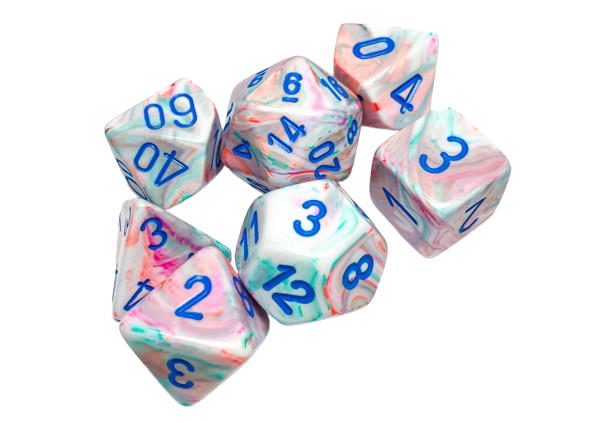 CHX27544: Festive Pop Art/blue Polyhedral 7-Dice Set