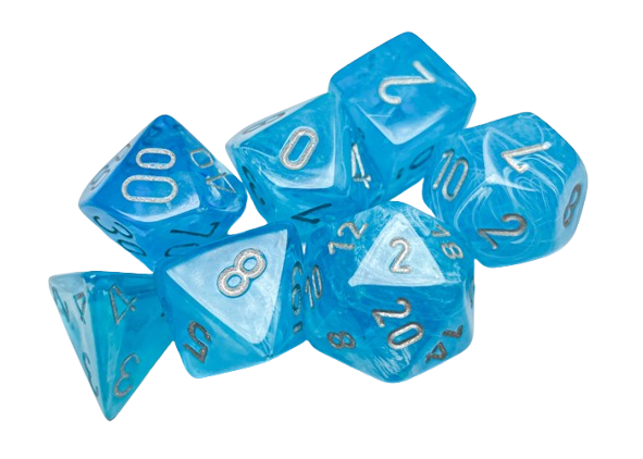 CHX27566: Luminary Sky/silver Polyhedral 7-Dice Set