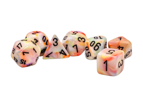 CHX 22442 Polyhedral 7-die set: Mega-hedral Festive Circus/Black