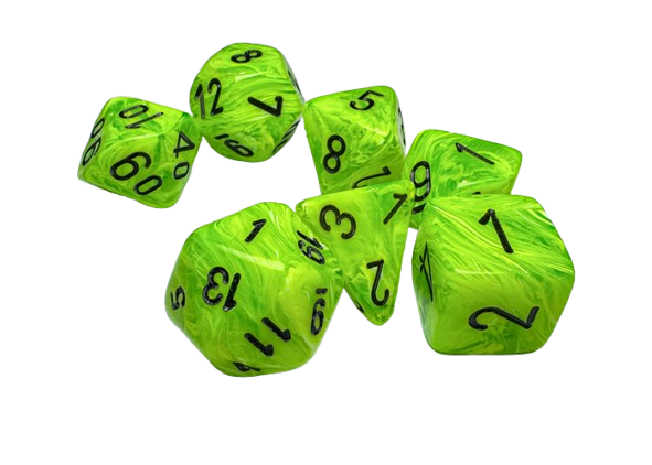 CHX 22430 Vortex Bright Green/Black Mega-hedral 7-Die Set