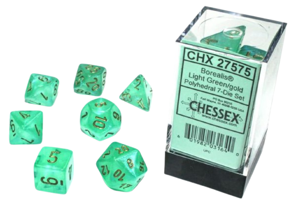 CHX 27575 BOREALIS® POLYHEDRAL Light Green/Gold 7-Die Set