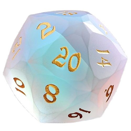 Dragon`s Hoard Luster Cut 30mm D20 - Frosted Prismatic Crystal
