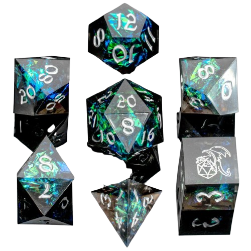 Captured Magic Handmade Sharp Edge Resin Dice-Black