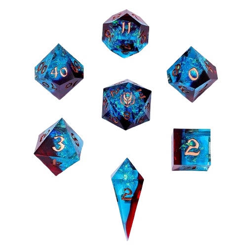 Captured Magic Handmade Sharp Edge Resin Dice-Blue Red Layered