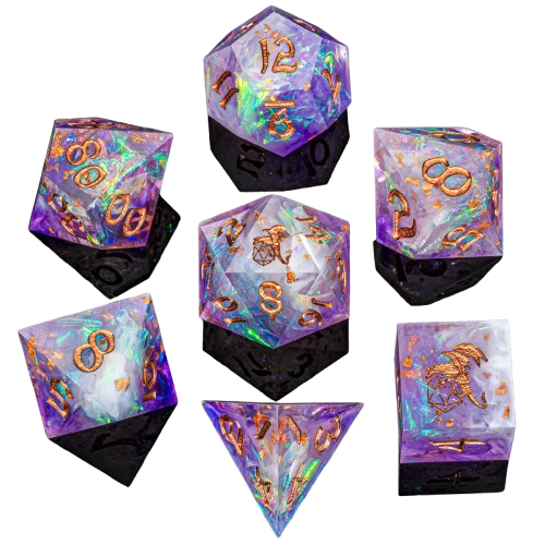 Captured Magic Handmade Sharp Edge Resin Dice-Arcane Amethyst