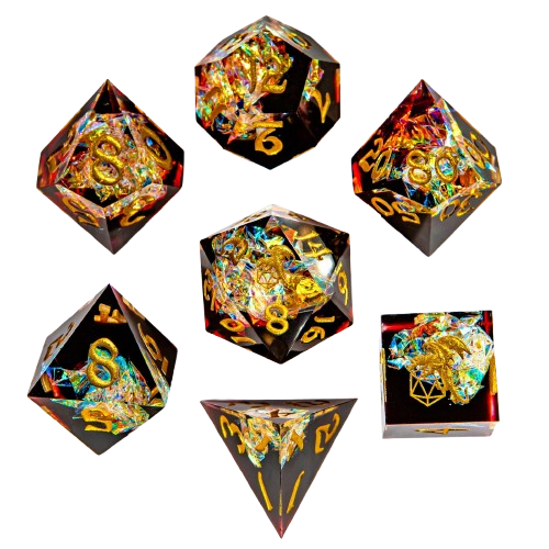 Captured Magic Handmade Sharp Edge Resin Dice-Blood Crystal