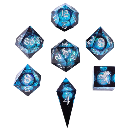 Sharp Edge Liquid Core RPG Dice Set -Twilight Azure