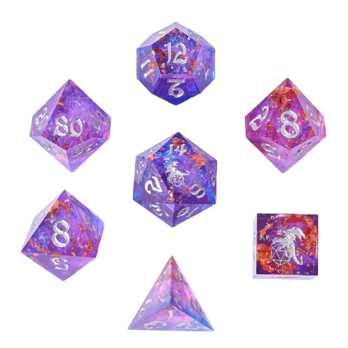 Captured Magic Sharp Edge Resin Dice Set-Gilded Storm