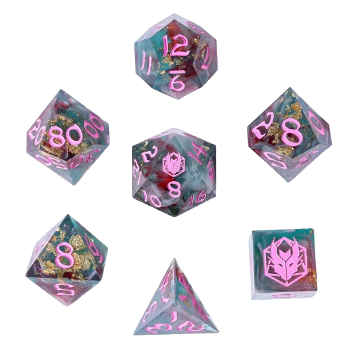 Captured Magic Sharp Edge Resin Dice Set-Interstellar Vortex
