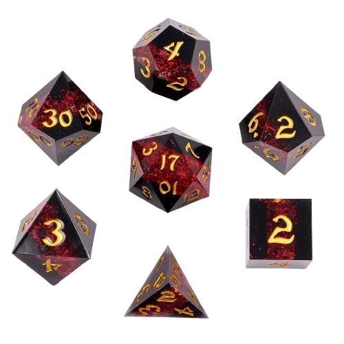 Captured Magic Sharp Edge Resin Dice Set-Mana Path Red