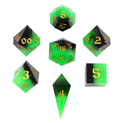 Captured Magic Sharp Edge Resin Dice Set-Swamp Treasure