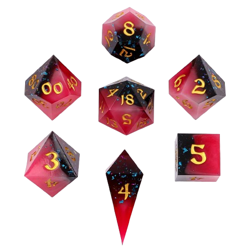 Captured Magic Sharp Edge Resin Dice Set-Magma Dip