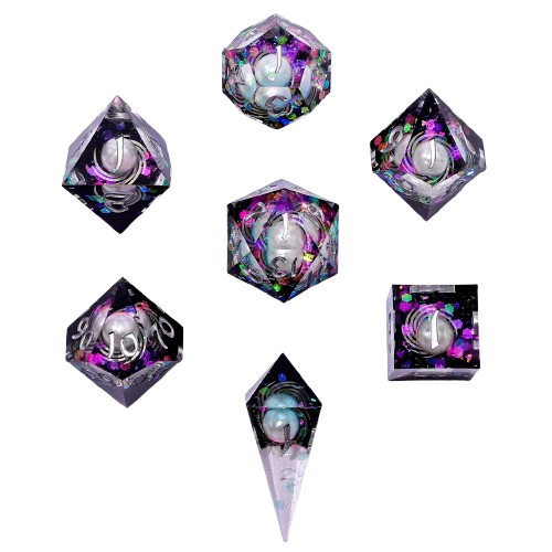 Captured Magic Sharp Edge Resin Dice Set - Celestial Pearl