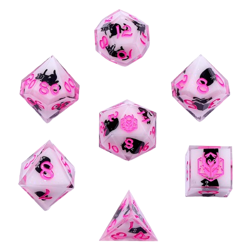 Captured Magic Sharp Edge Resin Dice Set - Scaredy Cat