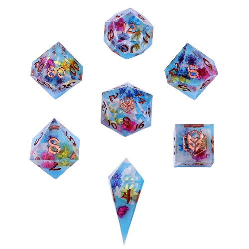 Captured Magic Sharp Edge Resin Dice Set - Floral Mirage