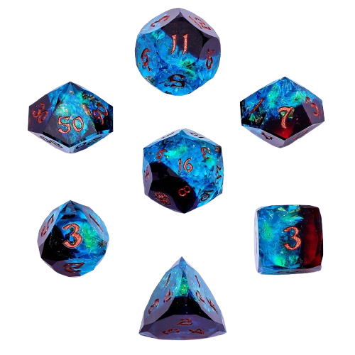 Captured Magic Luster Cut Resin Dice Set - BlueandRed