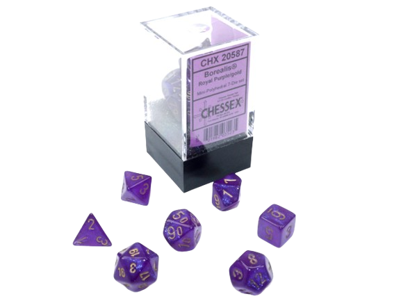 CHX20587: Mini-hedral 7-Die Set - Borealis Royal Purple/Gold