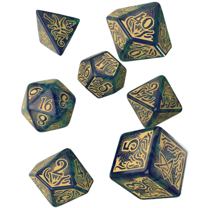 Call of Cthulhu 7th Edition RPG: Blue-green and Gold Dice Set (7ct)