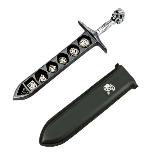 Grim Dagger Dice Case/Holder with sheath cover-Silver