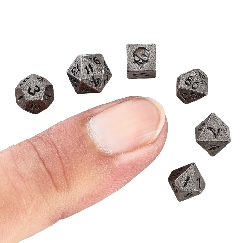 Unseeli Tiny Dice Set in Potion Bottle - Ancient Silver