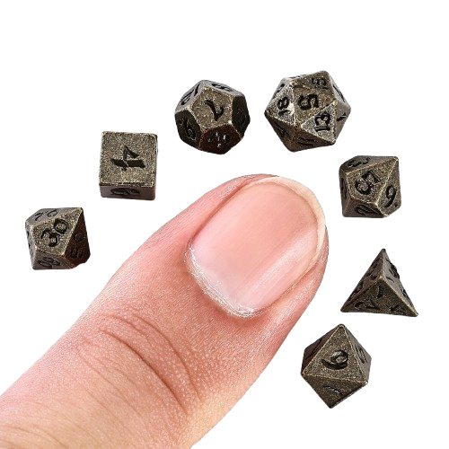 Unseeli Tiny Dice Set in Potion Bottle - Ancient Bronze