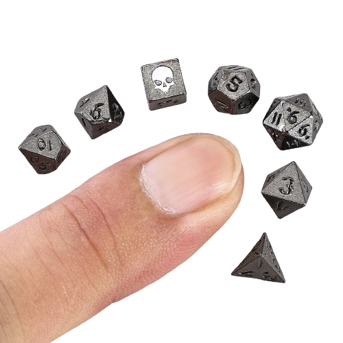 Unseeli Tiny Dice Set in Potion Bottle - Gunmetal