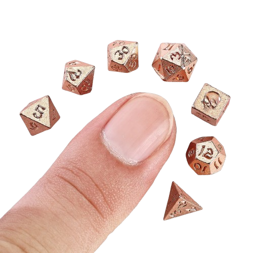 Unseeli Tiny Dice Set in Potion Bottle - Rose Gold