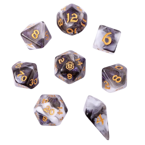 8 PCS Polyhedral RPG Dice set - Wraith Shadow