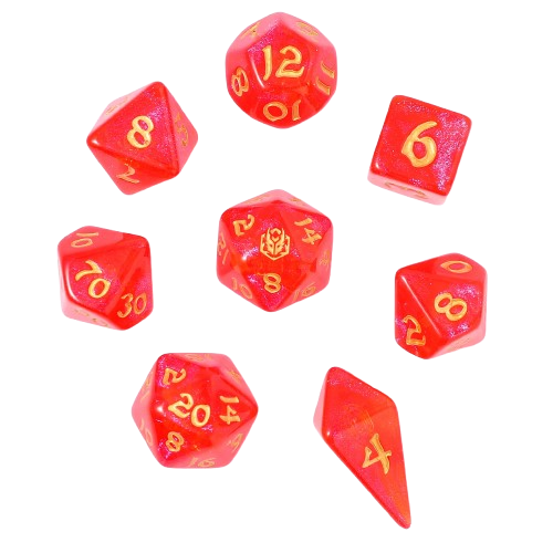 8 PCS Polyhedral RPG Dice set - Fireball