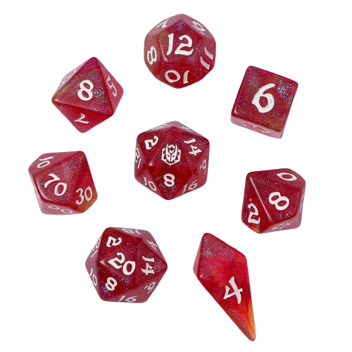 8 PCS Polyhedral RPG Dice set - Infernal Spark