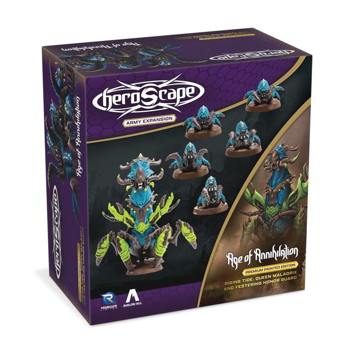 Heroscape: Rising Tide: Queen Maladrix and Festering Honor Guard (Prepainted)