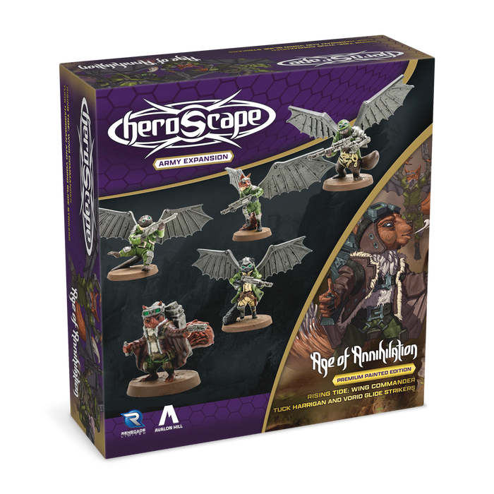 Heroscape: Rising Tide: Wing Commander Tuck Harrigan and Vorid Glide Strikers (prepainted)