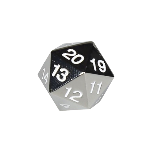 Countdown Metal D20 - Silver with White Numbers