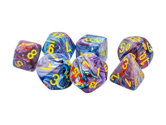 CHX 22450 Polyhedral 7-die set: Mega-hedral Festive Mosaic/yellow