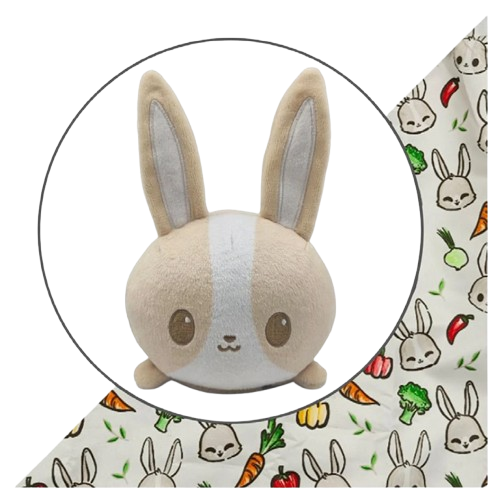 Plushie Tote: Light Brown Bunny/Bunnies and Veggies