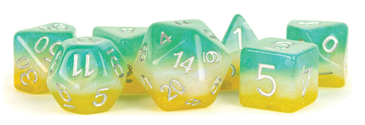 16mm Resin Poly Dice Set: Layered Stardust Tropics (7)