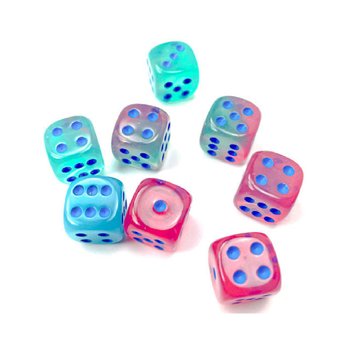 CHX 26864 GEMINI® 12MM D6 GEL GREEN-PINK/BLUE LUMINARY(36 DICE)